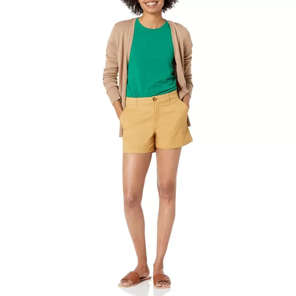 Amazon Essentials Womens MidRise SlimFit 35 Inch Inseam Khaki ShortDark Yellow