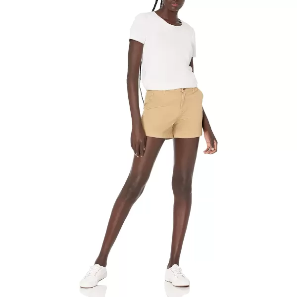 Amazon Essentials Womens MidRise SlimFit 35 Inch Inseam Khaki ShortKhaki Brown