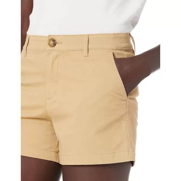Amazon Essentials Womens MidRise SlimFit 35 Inch Inseam Khaki ShortKhaki Brown