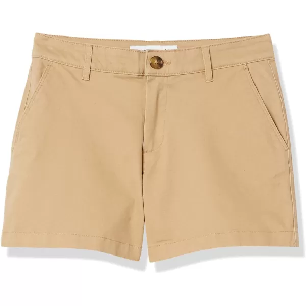 Amazon Essentials Womens MidRise SlimFit 35 Inch Inseam Khaki ShortKhaki Brown