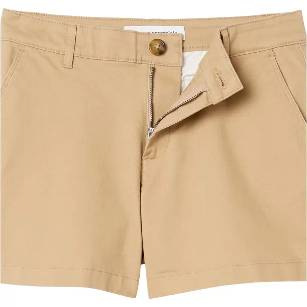 Amazon Essentials Womens MidRise SlimFit 35 Inch Inseam Khaki ShortKhaki Brown