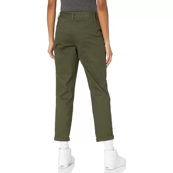 Amazon Essentials Womens MidRise SlimFit Cropped Tapered Leg Khaki PantDark Olive