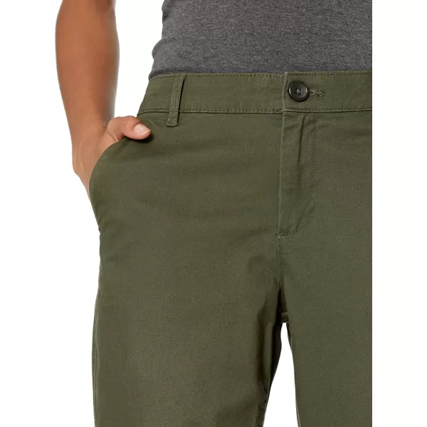 Amazon Essentials Womens MidRise SlimFit Cropped Tapered Leg Khaki PantDark Olive