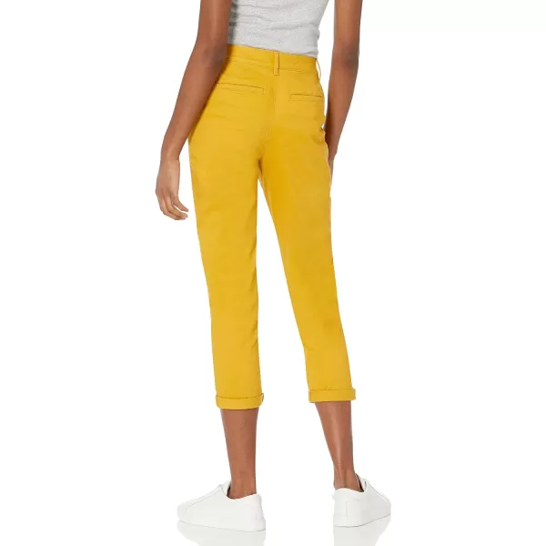 Amazon Essentials Womens MidRise SlimFit Cropped Tapered Leg Khaki PantDark Yellow