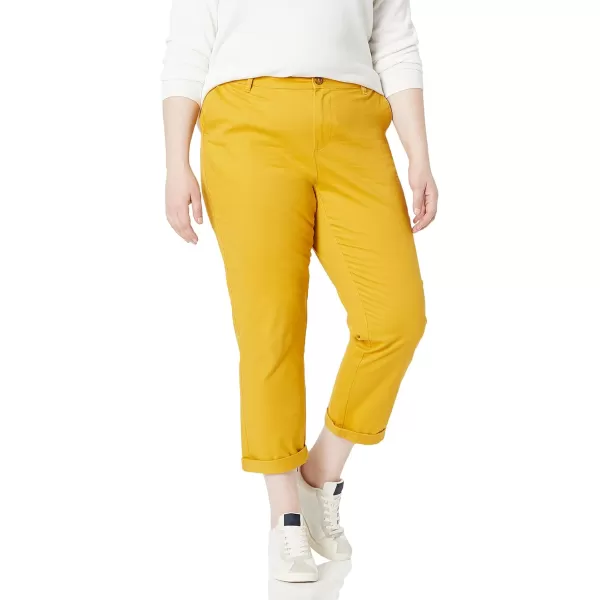 Amazon Essentials Womens MidRise SlimFit Cropped Tapered Leg Khaki PantDark Yellow