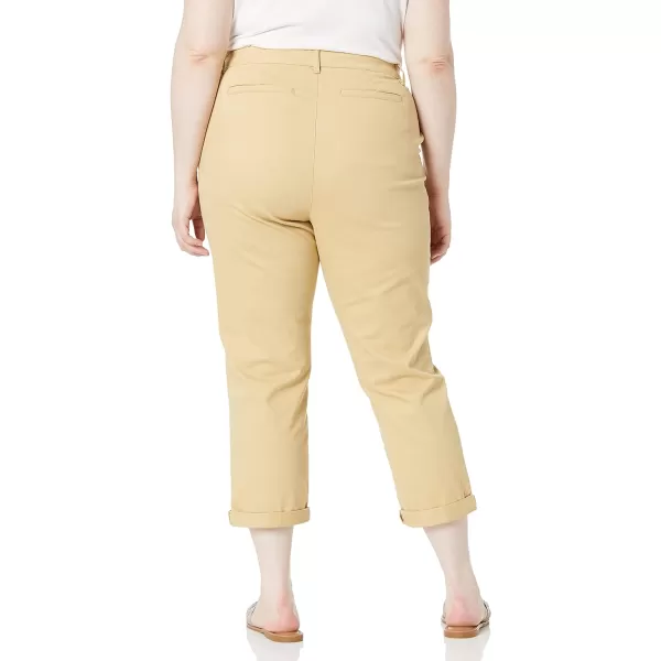 Amazon Essentials Womens MidRise SlimFit Cropped Tapered Leg Khaki PantKhaki Brown