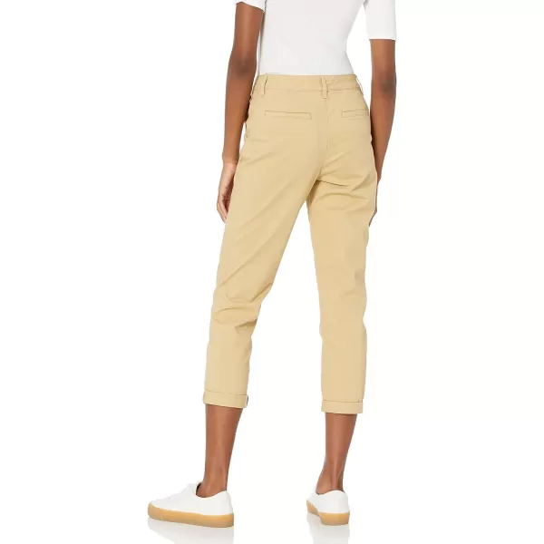 Amazon Essentials Womens MidRise SlimFit Cropped Tapered Leg Khaki PantKhaki Brown