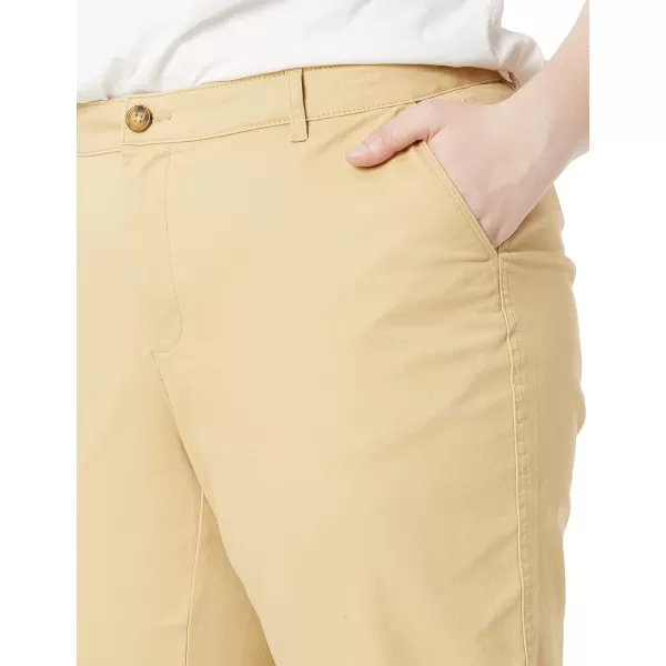 Amazon Essentials Womens MidRise SlimFit Cropped Tapered Leg Khaki PantKhaki Brown