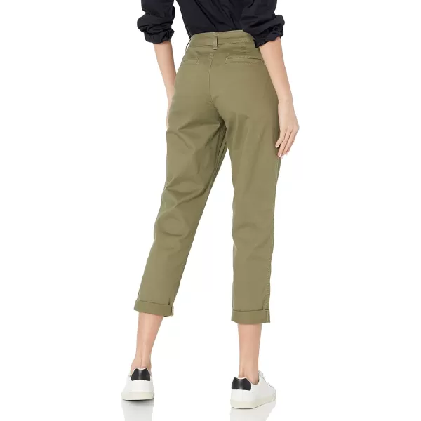 Amazon Essentials Womens MidRise SlimFit Cropped Tapered Leg Khaki PantWashed Olive