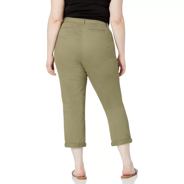 Amazon Essentials Womens MidRise SlimFit Cropped Tapered Leg Khaki PantWashed Olive