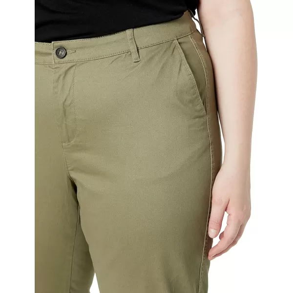 Amazon Essentials Womens MidRise SlimFit Cropped Tapered Leg Khaki PantWashed Olive