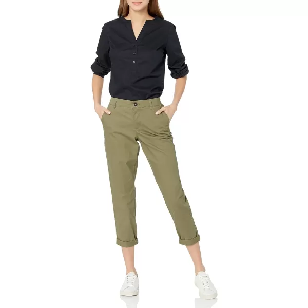 Amazon Essentials Womens MidRise SlimFit Cropped Tapered Leg Khaki PantWashed Olive