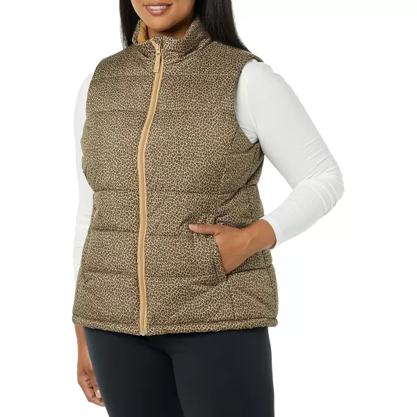 Amazon Essentials Womens MidWeight Puffer VestOlive Cheetah