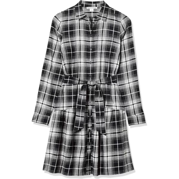 Amazon Essentials Womens Mini Feminine Flannel Shirt DressBlack Gradient Stripes