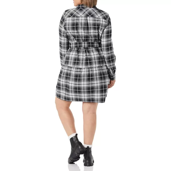 Amazon Essentials Womens Mini Feminine Flannel Shirt DressBlack Gradient Stripes