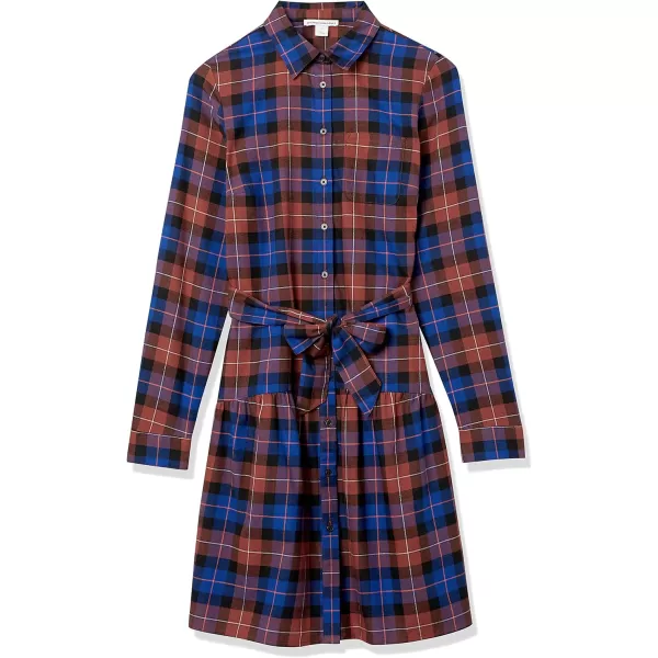 Amazon Essentials Womens Mini Feminine Flannel Shirt DressBlue Rust Windowpane