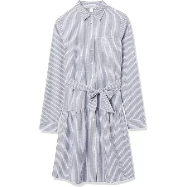 Amazon Essentials Womens Mini Feminine Flannel Shirt DressChambray Stripe