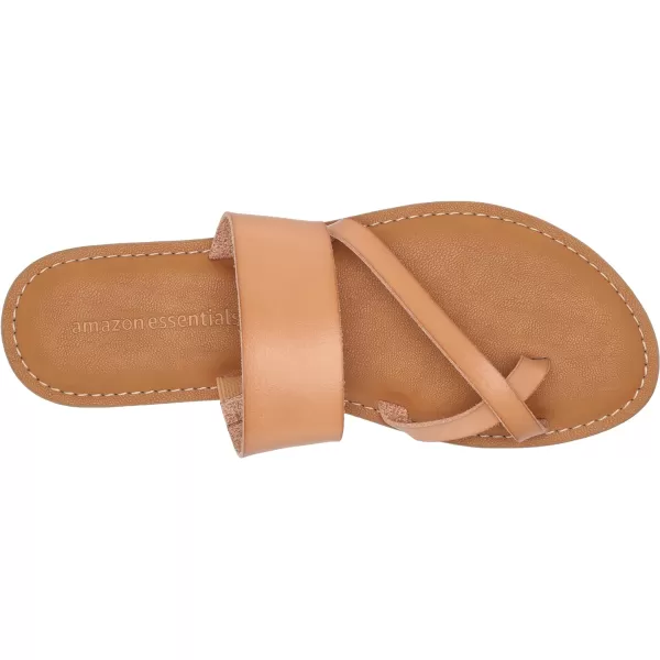 Amazon Essentials Womens One Band Flip Flop SandalLight Tan Faux Leather