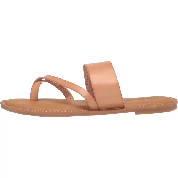 Amazon Essentials Womens One Band Flip Flop SandalLight Tan Faux Leather