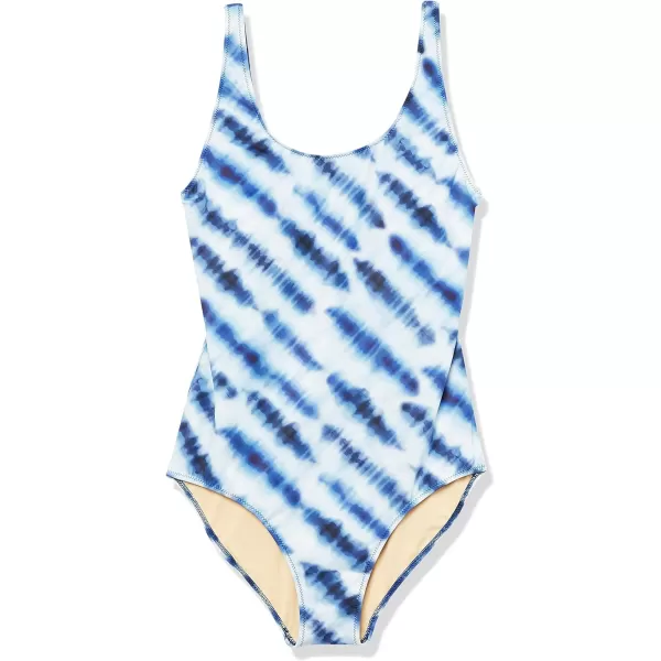 Amazon Essentials Womens OnePiece Coverage Swimsuit Available in Plus SizeBlue Tie Dye