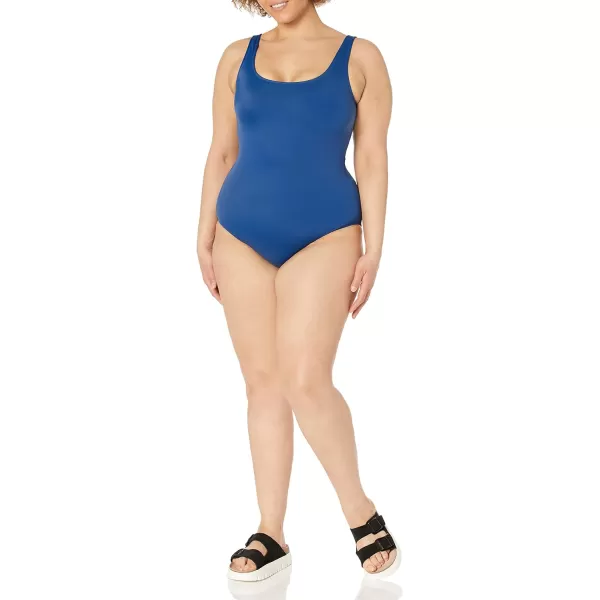 Amazon Essentials Womens OnePiece Coverage Swimsuit Available in Plus SizeDeep Blue