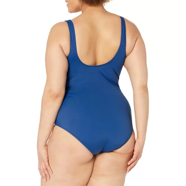 Amazon Essentials Womens OnePiece Coverage Swimsuit Available in Plus SizeDeep Blue