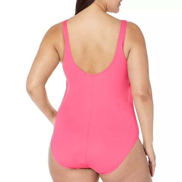 Amazon Essentials Womens OnePiece Coverage Swimsuit Available in Plus SizeHot Pink