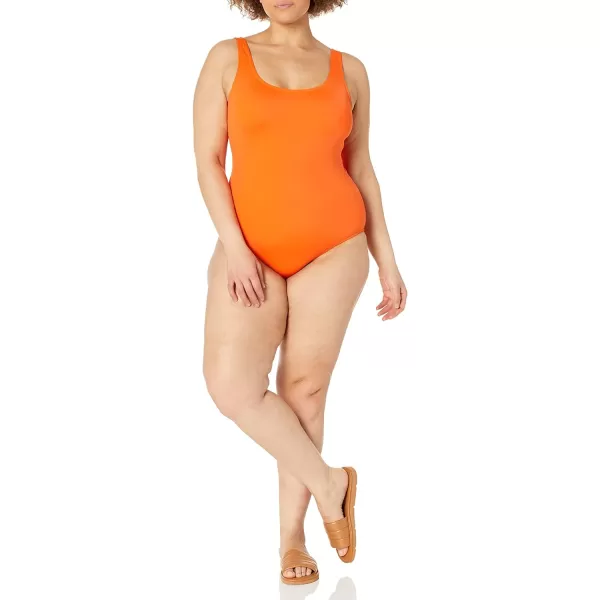 Amazon Essentials Womens OnePiece Coverage Swimsuit Available in Plus SizeOrange