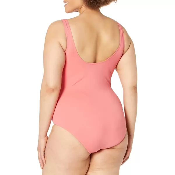 Amazon Essentials Womens OnePiece Coverage Swimsuit Available in Plus SizeSalmon Pink