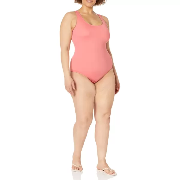 Amazon Essentials Womens OnePiece Coverage Swimsuit Available in Plus SizeSalmon Pink