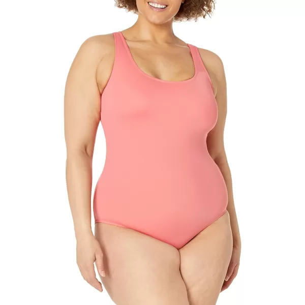 Amazon Essentials Womens OnePiece Coverage Swimsuit Available in Plus SizeSalmon Pink