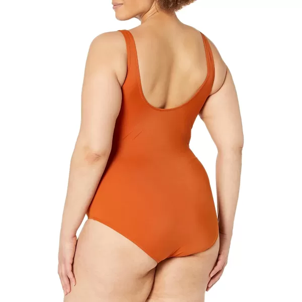 Amazon Essentials Womens OnePiece Coverage Swimsuit Available in Plus SizeTerracotta