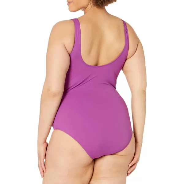 Amazon Essentials Womens OnePiece Coverage Swimsuit Available in Plus SizeViolet