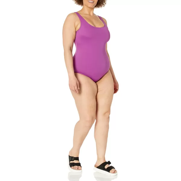 Amazon Essentials Womens OnePiece Coverage Swimsuit Available in Plus SizeViolet