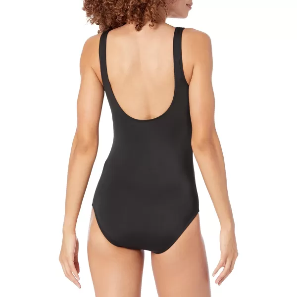 Amazon Essentials Womens OnePiece Coverage Swimsuit Available in Plus SizeWashed Black