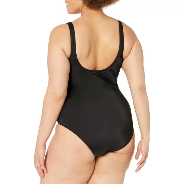 Amazon Essentials Womens OnePiece Coverage Swimsuit Available in Plus SizeWashed Black