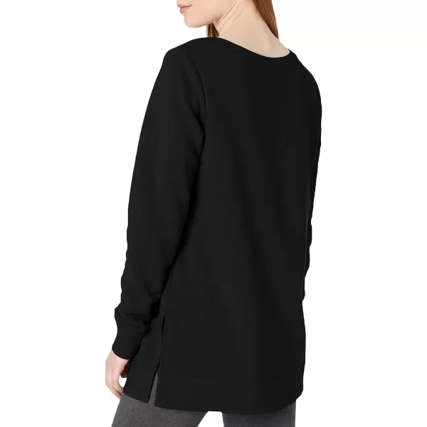 Amazon Essentials Womens OpenNeck Fleece Tunic SweatshirtBlack