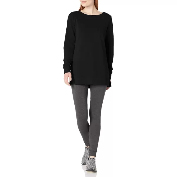 Amazon Essentials Womens OpenNeck Fleece Tunic SweatshirtBlack