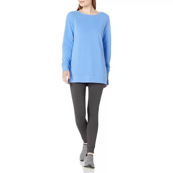 Amazon Essentials Womens OpenNeck Fleece Tunic SweatshirtBlue Heather