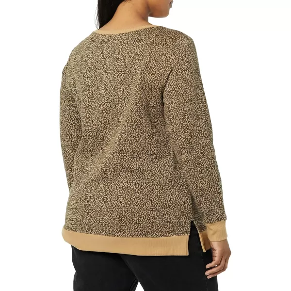 Amazon Essentials Womens OpenNeck Fleece Tunic SweatshirtCheetah