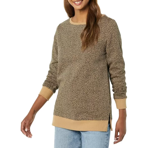 Amazon Essentials Womens OpenNeck Fleece Tunic SweatshirtCheetah