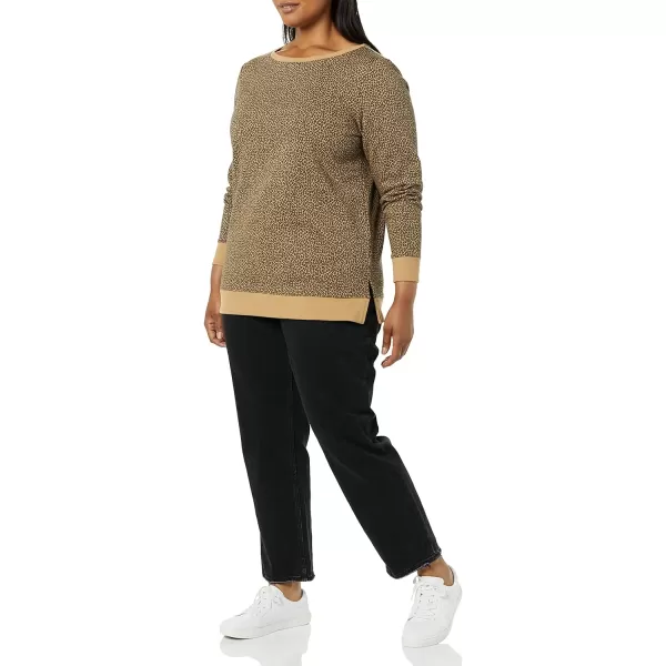 Amazon Essentials Womens OpenNeck Fleece Tunic SweatshirtCheetah