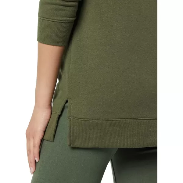 Amazon Essentials Womens OpenNeck Fleece Tunic SweatshirtDark Olive