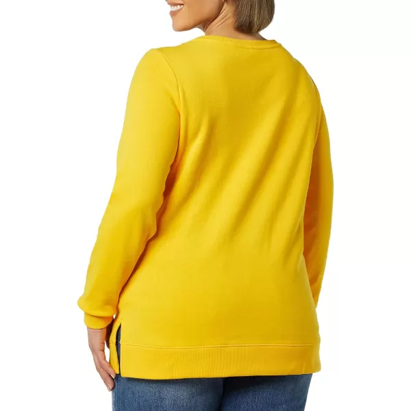 Amazon Essentials Womens OpenNeck Fleece Tunic SweatshirtGolden Yellow