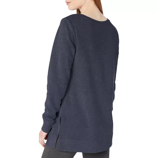 Amazon Essentials Womens OpenNeck Fleece Tunic SweatshirtNavy Heather