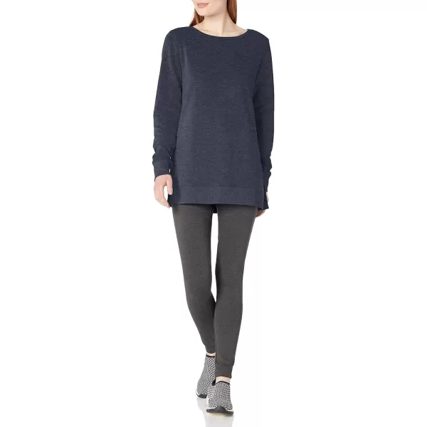 Amazon Essentials Womens OpenNeck Fleece Tunic SweatshirtNavy Heather