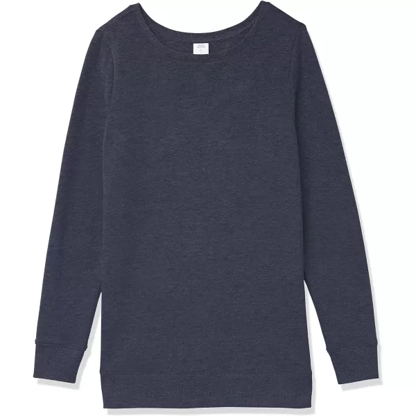Amazon Essentials Womens OpenNeck Fleece Tunic SweatshirtNavy Heather