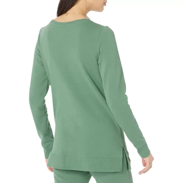 Amazon Essentials Womens OpenNeck Fleece Tunic SweatshirtSage Green