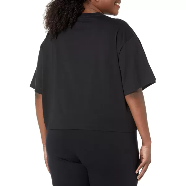 Amazon Essentials Womens Organic Cotton Drop Shoulder Relaxed Boxy ShortSleeve TShirt Available in Plus SizeBlack