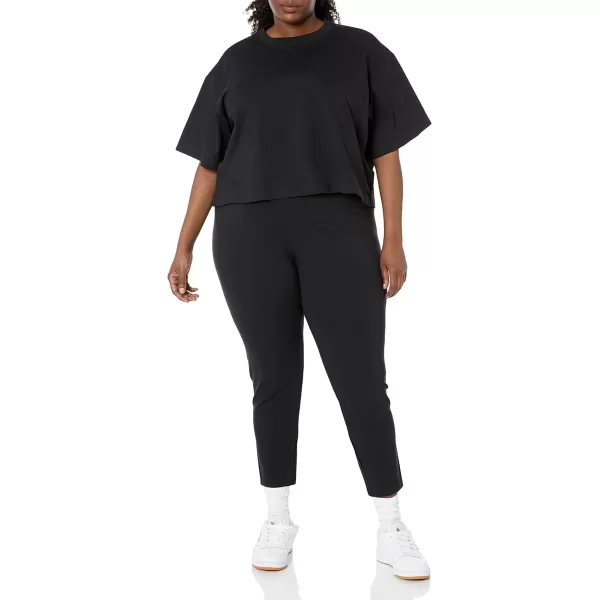 Amazon Essentials Womens Organic Cotton Drop Shoulder Relaxed Boxy ShortSleeve TShirt Available in Plus SizeBlack